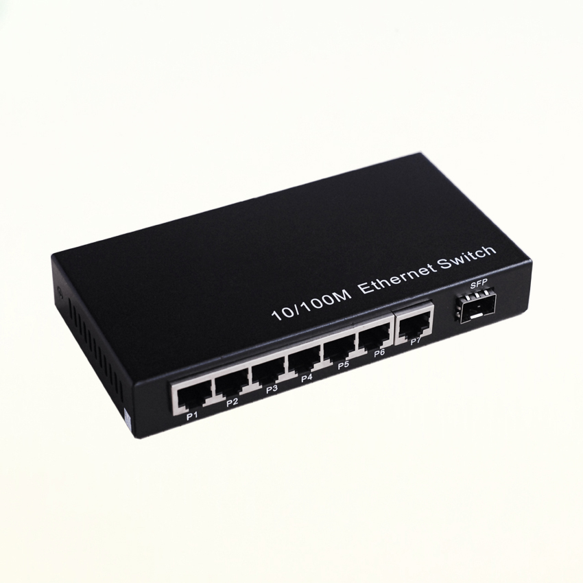 8 Port 10/100M Fast Ethernet Switch 1 Fiber And 7 RJ